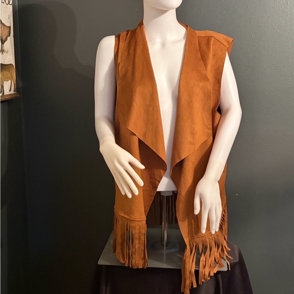 SHEIN Fringed Western Faux Suede Vest SZ XXL